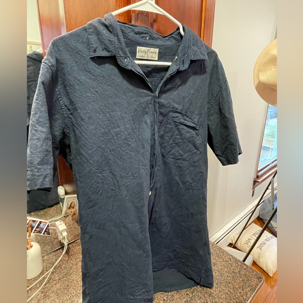 Blue linen Kenny flowers shirt